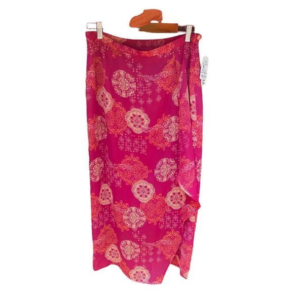 Worthington vintage size 8 Georgette faux wrap, long maxi skirt floral medallion - Picture 3 of 8